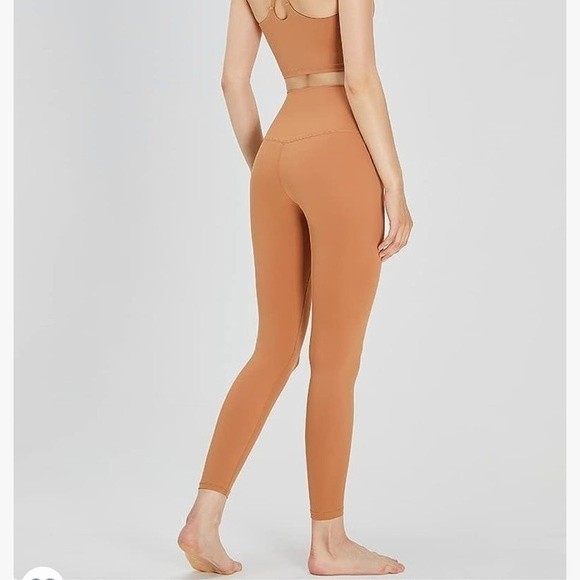 Yoga Pants Womens L Yellow Leggings High Waisted Tummy Control Workout Pants OC4 - Picture 6 of 8